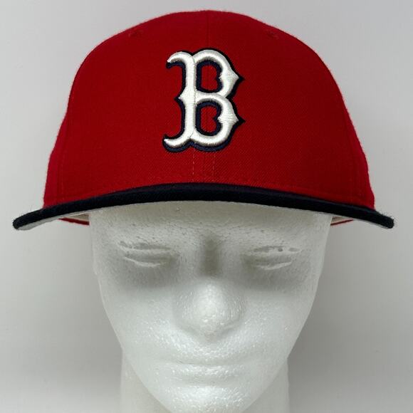 Vintage 90s Boston Red Sox Hat Baseball Cap New Era 5950 Wool USA Fitted 7 1/2 - Picture 3 of 10